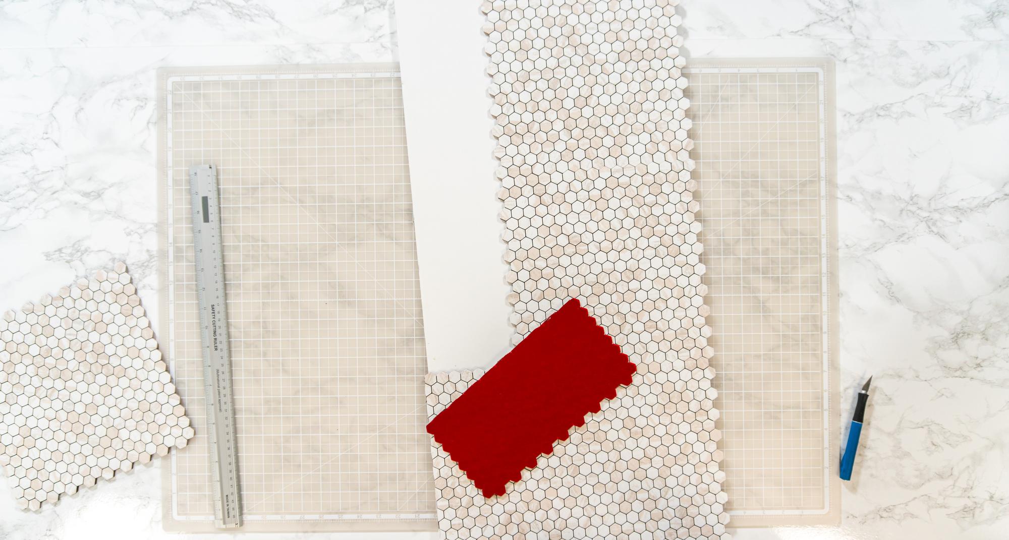 Three stitched sample swatches